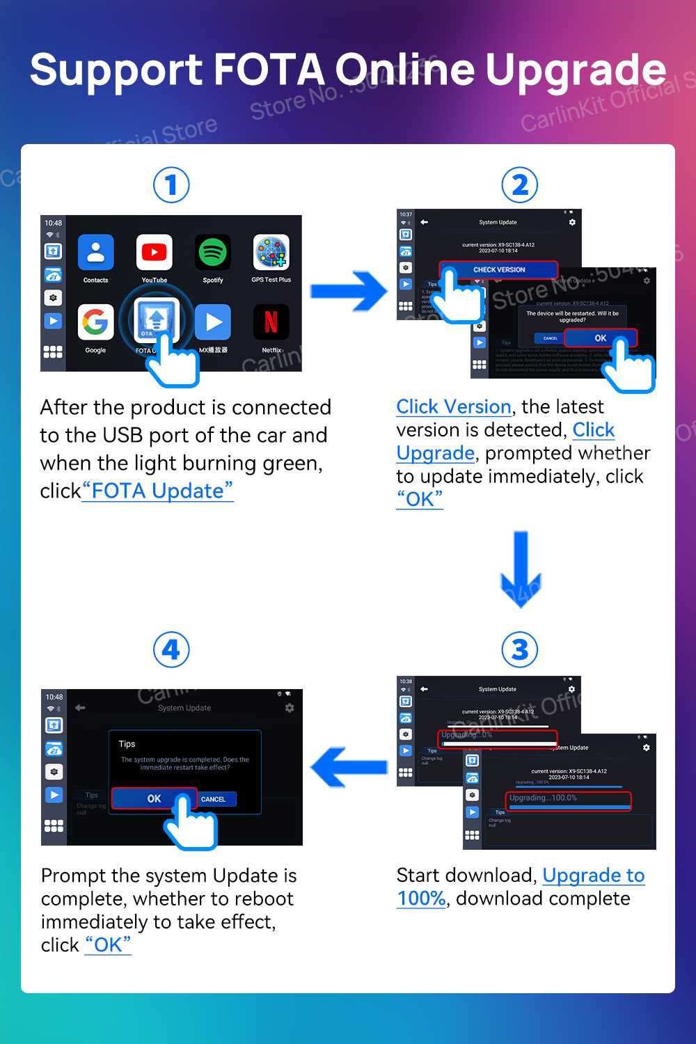 Tbox LED - Carlinkit Android 13 Безжичен Carplay Android Auto Adapter