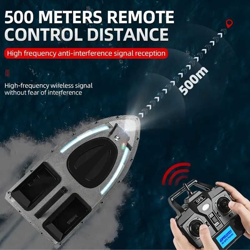 Интелигентна Рибарска Лодка за захранка GPS 40 точки и Нощни Светлини