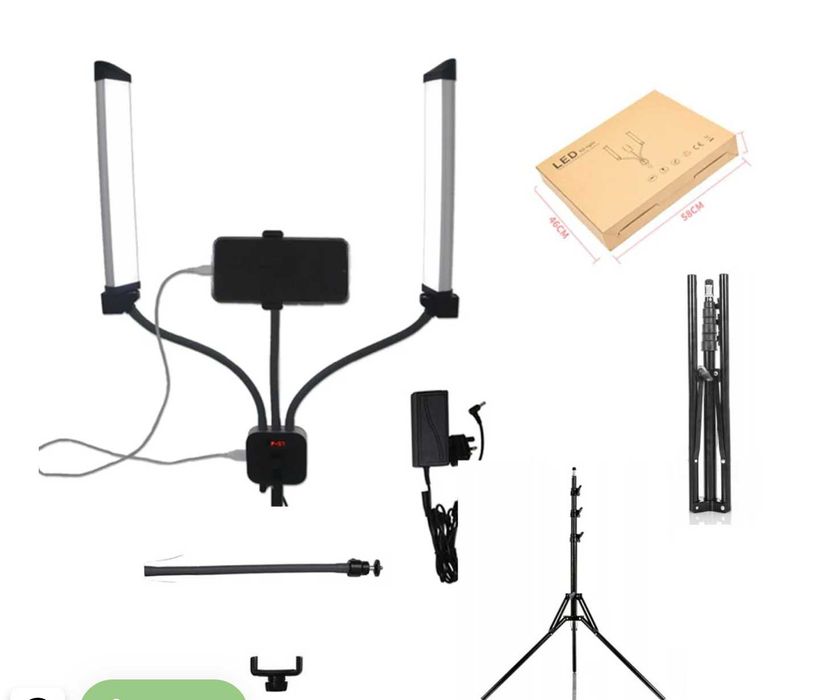 Lampa LED profesionla cu 2 brate, lumina rece/calda × 1