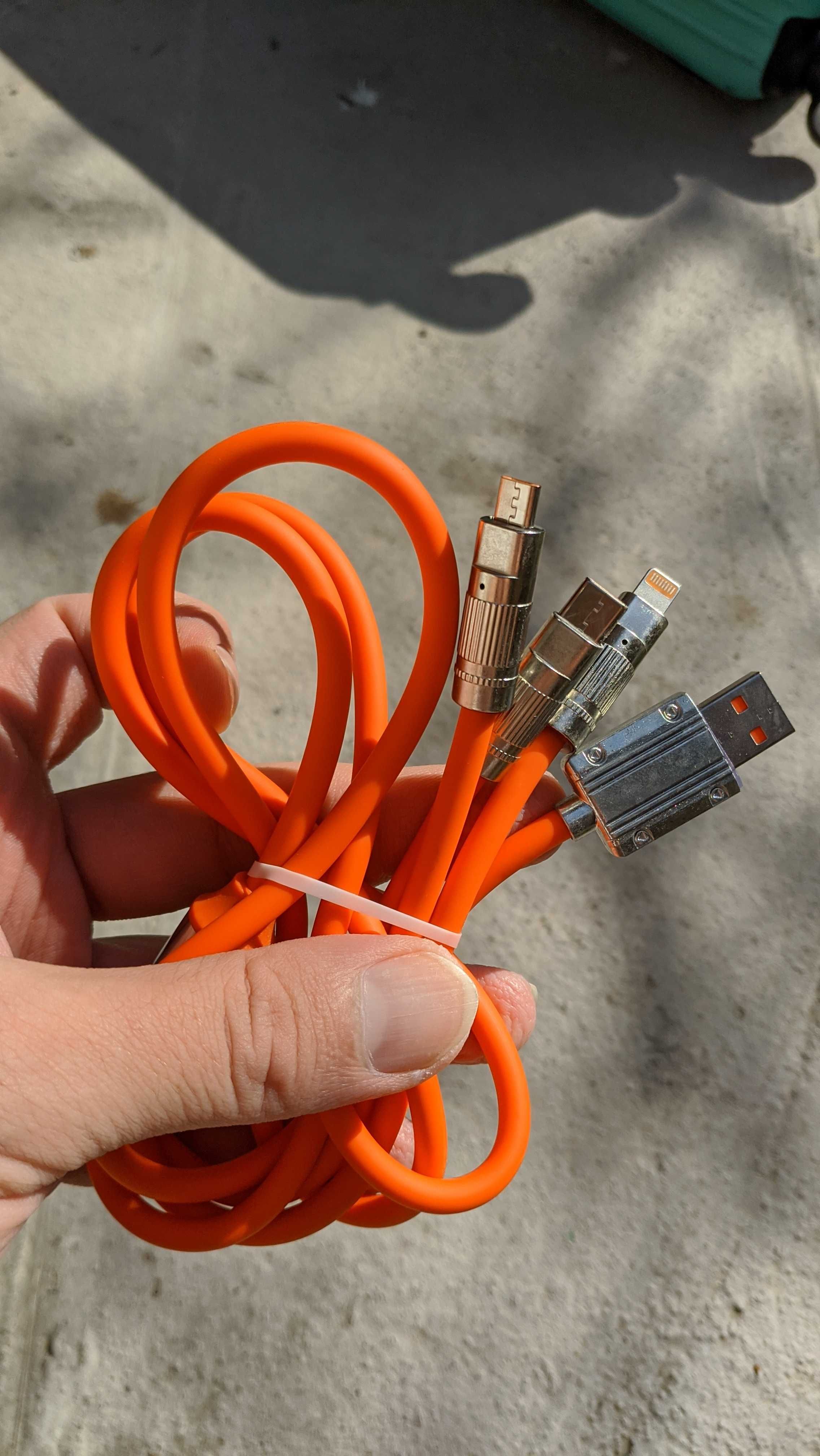 Светящийся кабеля 3в1 - силиконовые - microUSB, Type-C, iPhone