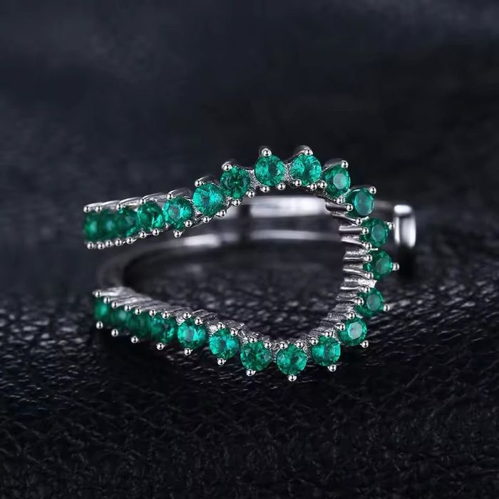 Inel Luxury 0.46ct Emerald Resizable, Argint 925 placat cu aur alb 18k