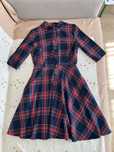 Rochie Office Dasha M multicolora in carouri cu nasturi si buzunare