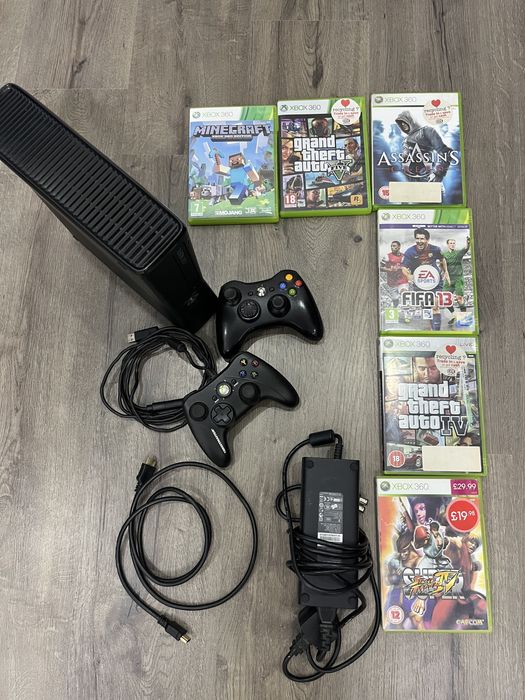 Xbox 360 slim + 6 игри