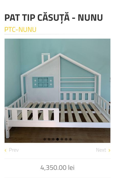 Pat din lemn tip casuta/montessori.