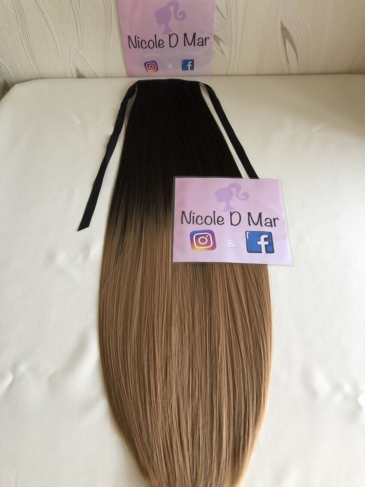 Coada de par/extensii ombre negru cu blond inchis Nicole D Mar