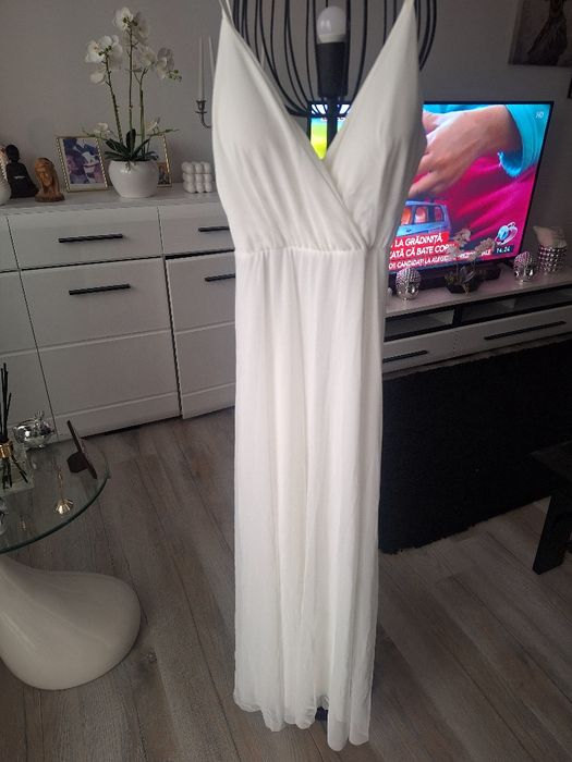 Rochie lunga alba voal