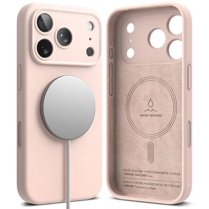 Калъф ringke silicone magnetic magsafe за iphone 17 pro max в цвят pin