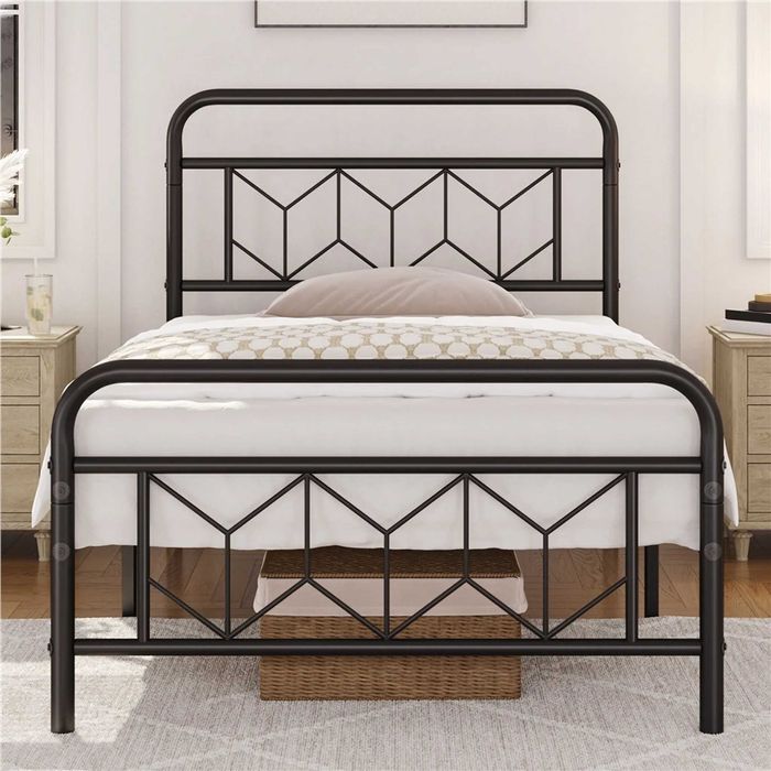 Cadru Pat Metalic Modern Single 90x200 cm |S 615152 Black(90x200cm)
