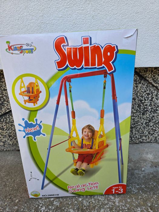 Детска люлка King Sport с метална опора, синя с оранжево