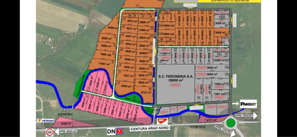 Vand sau Schimb Teren 7500 mp zona industriala Nord cu PUZ