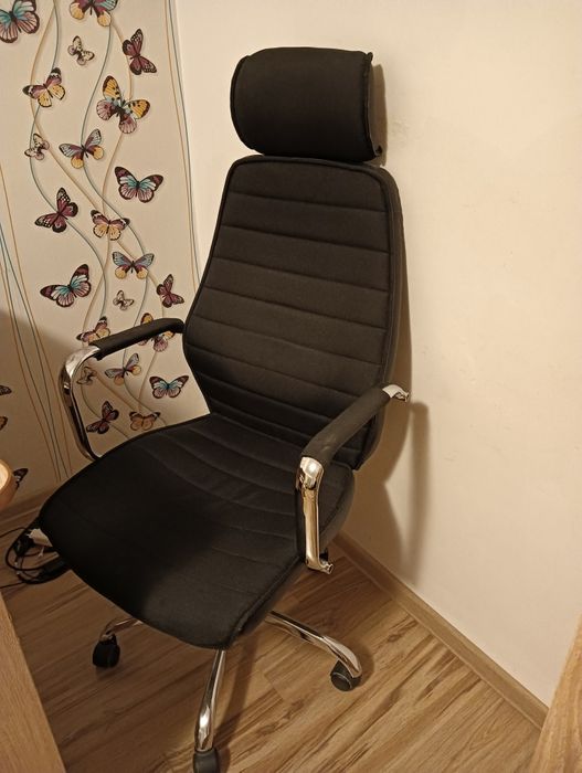 Scaun de birou ergonomic Kring Walter, cu tetiera, stofa + piele ecolo