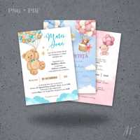 Invitație Digitală Botez, Gender Reveal, Baby Shower Personalizată