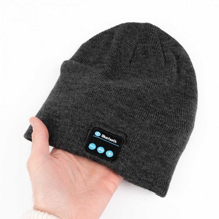 Fes Gri Inchis, Caciula Smart, cu casti si microfon intergrat