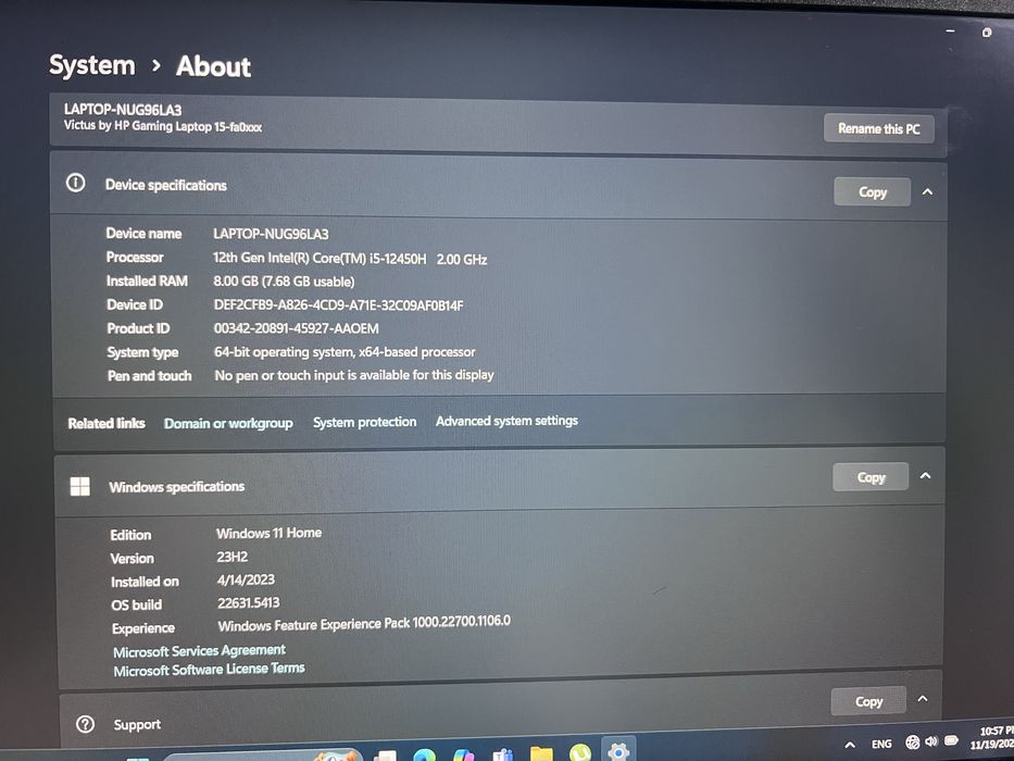 Hp victus core i5-12450H