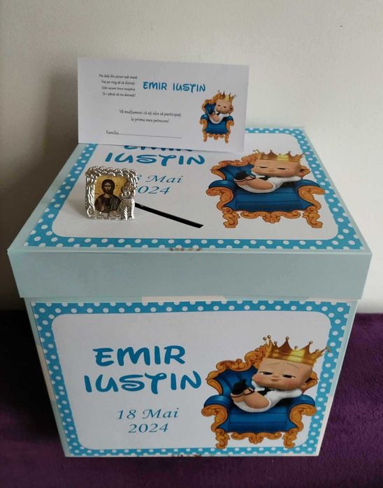 invitatii, cutii dar, decor cristelnita, decor baliuta