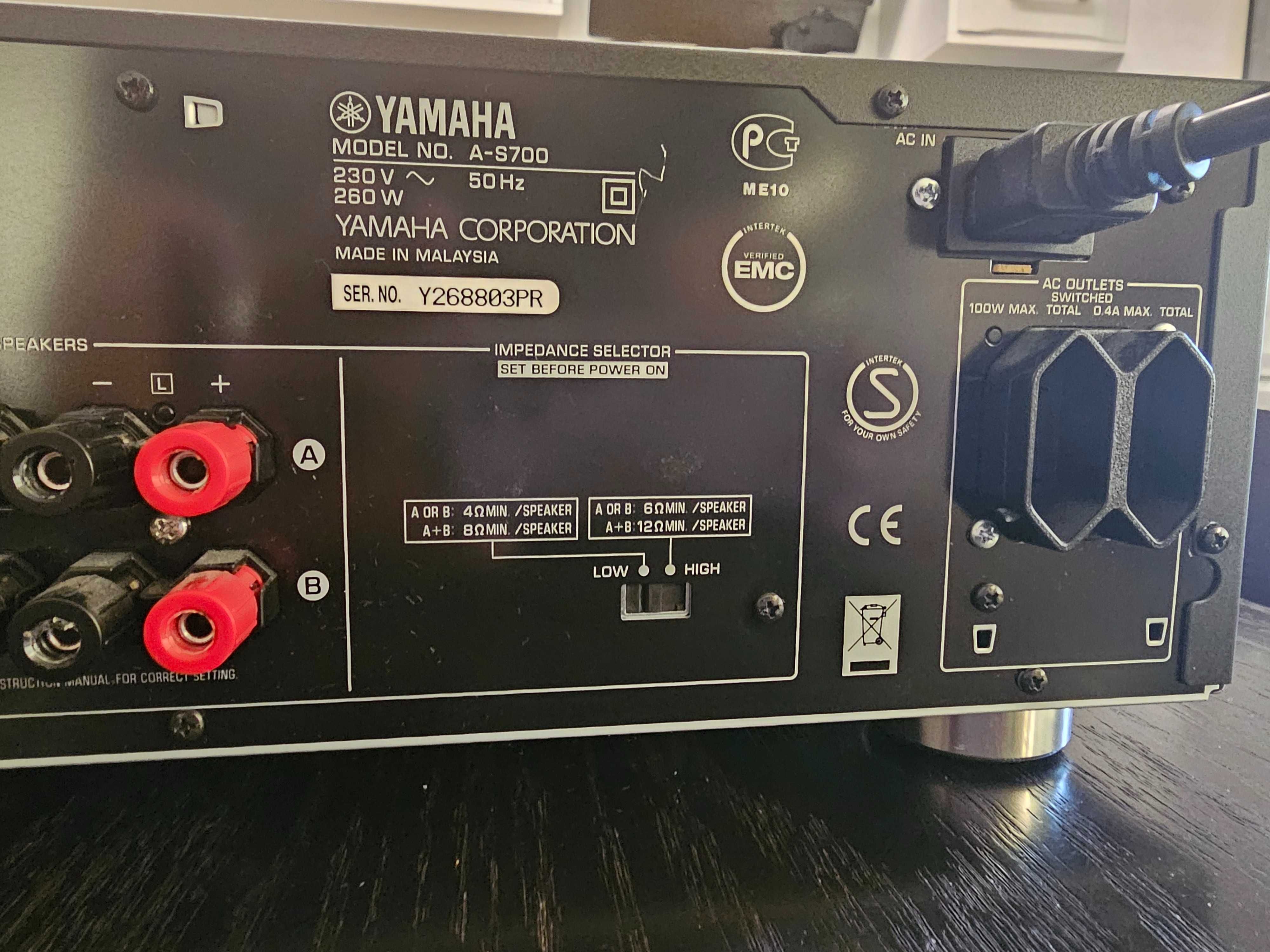 YAMAHA A S 700 Мощен стерео усилвател, Dynamic power
4 Ohm: 200 Watt