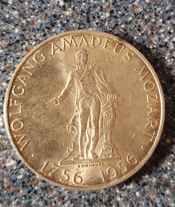 25 шилинга,колекционерска,сребърна монета от 1956 г,В.Амадеус Моцарт