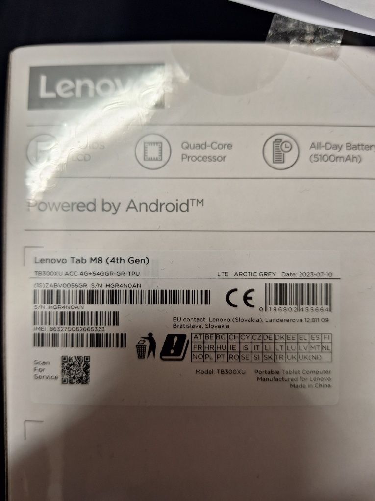 Lenovo Tab M8 4th Gen 64GB + Clear Case