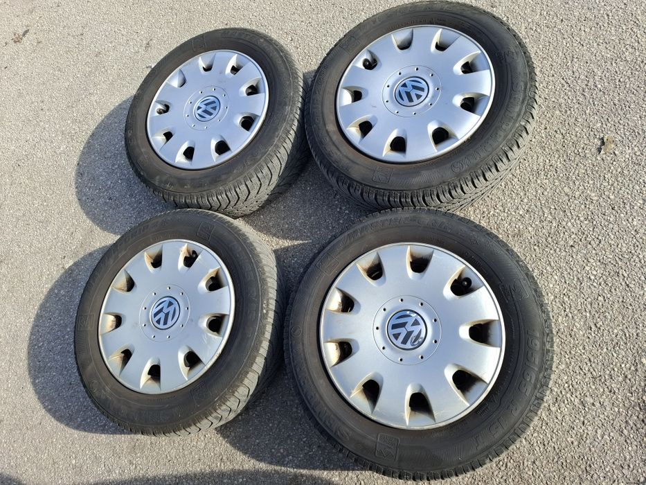 Метални джанти 5×112/15" със зимни гуми 195/65/15" + тасове