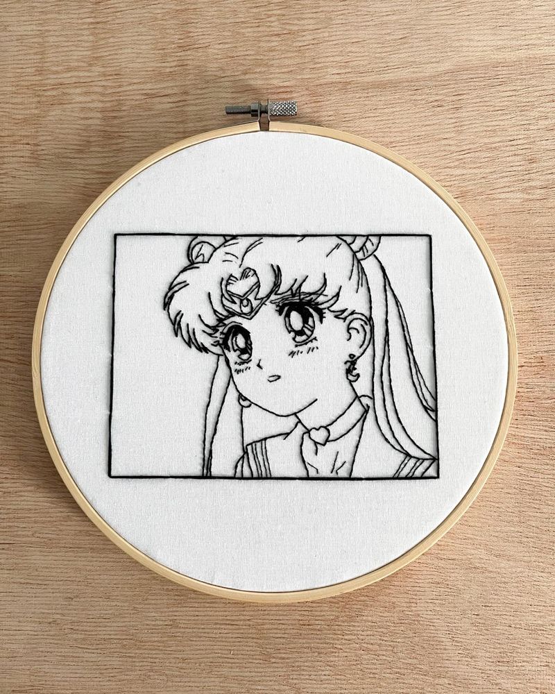 Gherghef brodat cu Sailor Moon