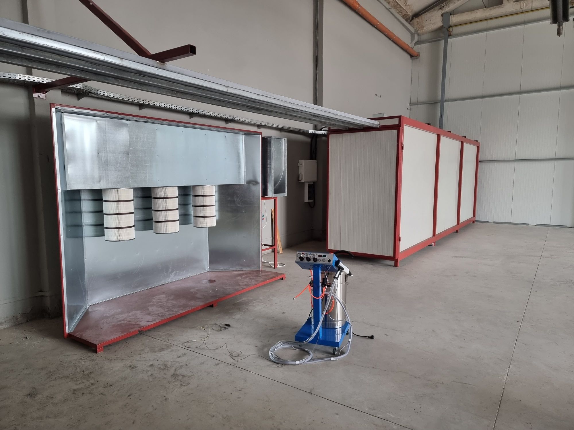 Cnc cu plasma si Instalatie, cuptor de  vopsit in camp electrostatic