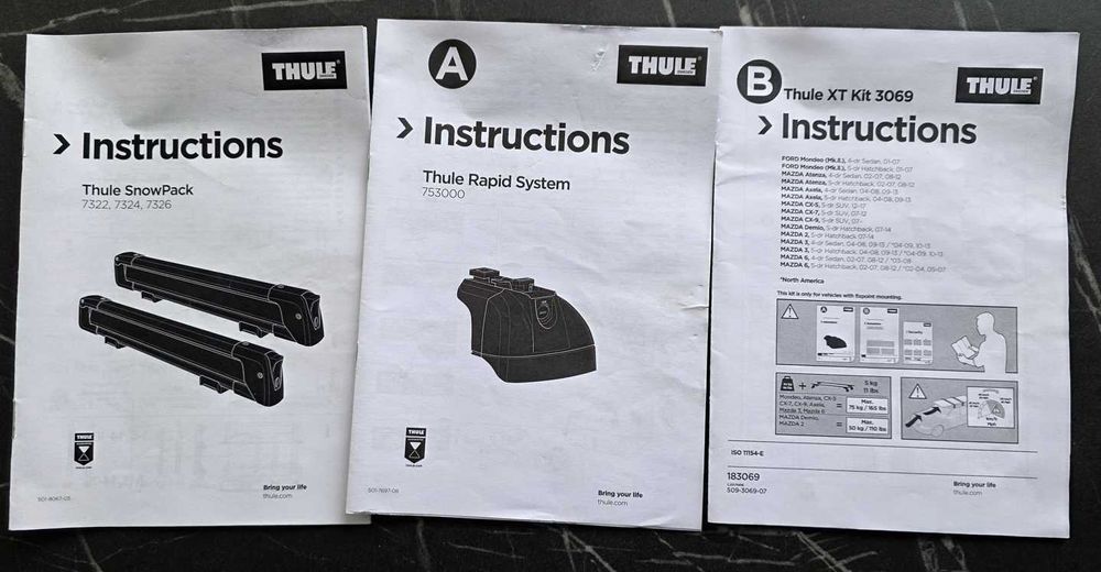 Bare transversale auto Thule Evo 118 + Suport ski/snowboard Thule