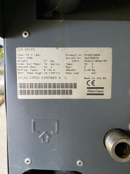 Uscator de aer industrial cu refrigerare Atlas Copco FX5