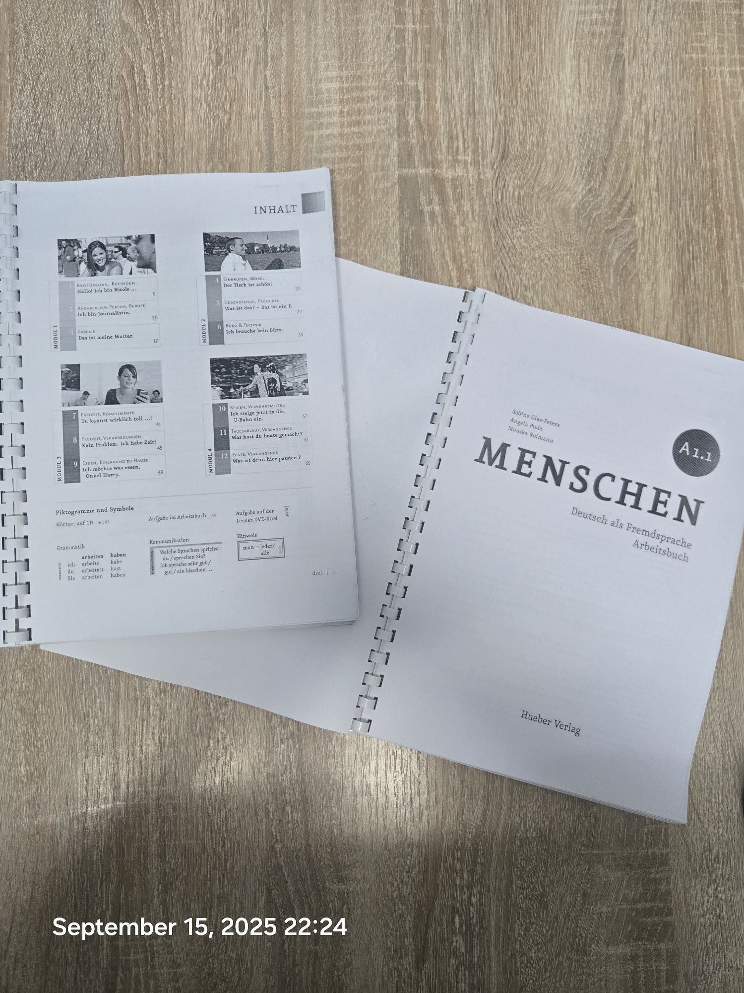 Workbook и Учебник для студентов по немецкому языку, уровень A1.1.