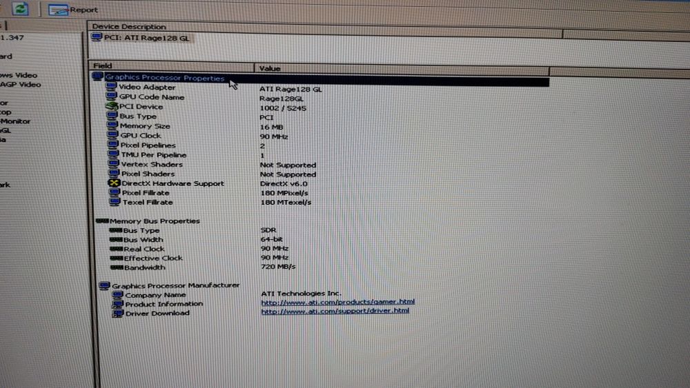 Placa video retro ATI Rage 128 GL PCI 16 MB