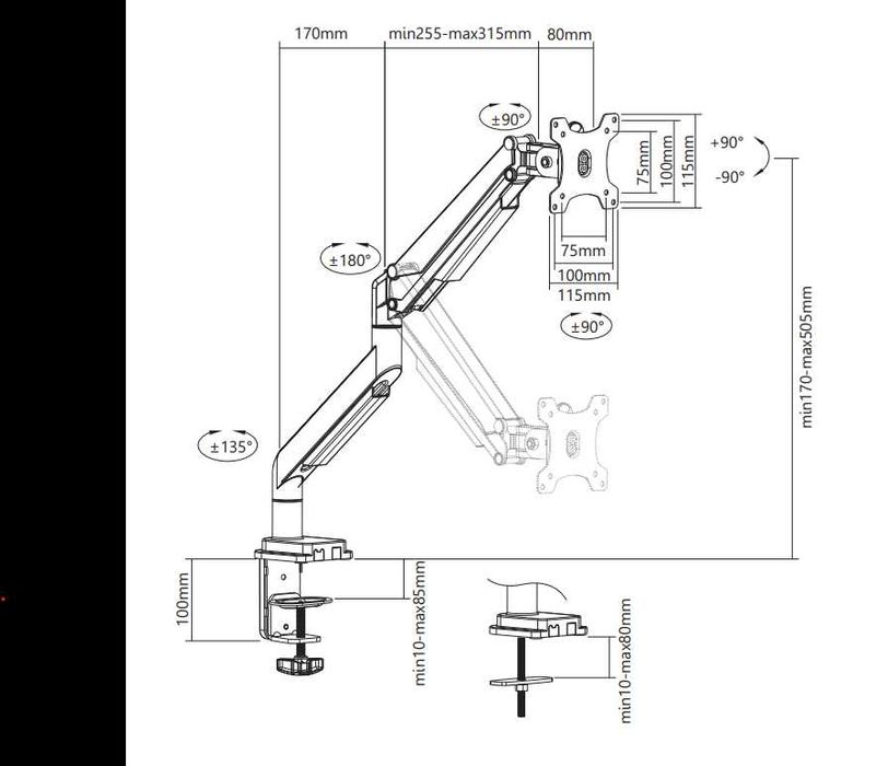 Brat monitor A+ SMLC12 gas spring