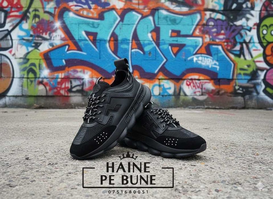 Adidasi Versace Chain Reaction Negru - Adidasi Unisex