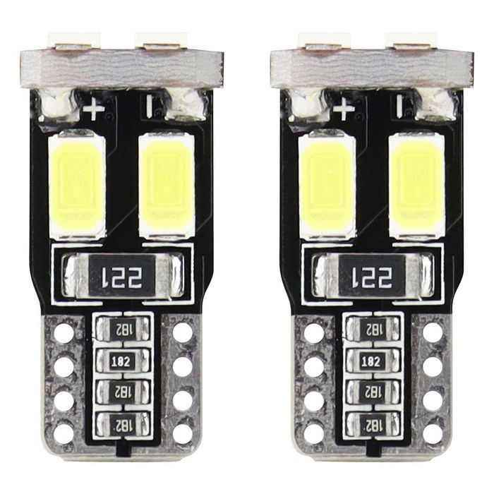 Bec de pozitie tip LED T10 W2.1x9.5 W5W, 12V, 6 LED SMD 5730, culoare alb, Amio, set 2 buc