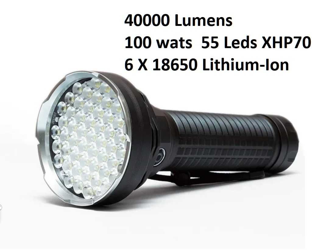 Lanterna Profesionala cea mai puternica 100w 55led xhp70 6 acumulatori