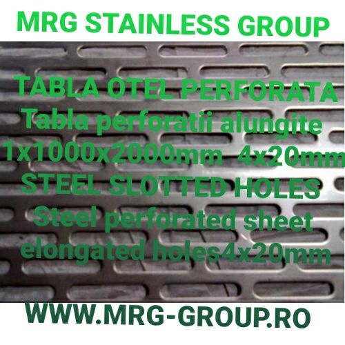 Tabla Perforată Oțel 1x1000x2000mm Perforații Alungite 3x20mm