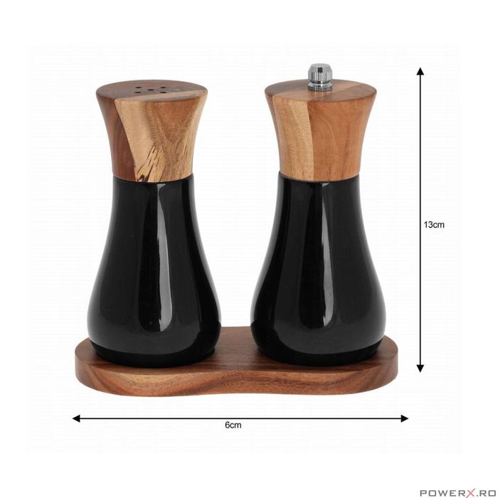 Set 2 rasnite pentru sare si piper, 13 x 6 cm negre, Klausberg
