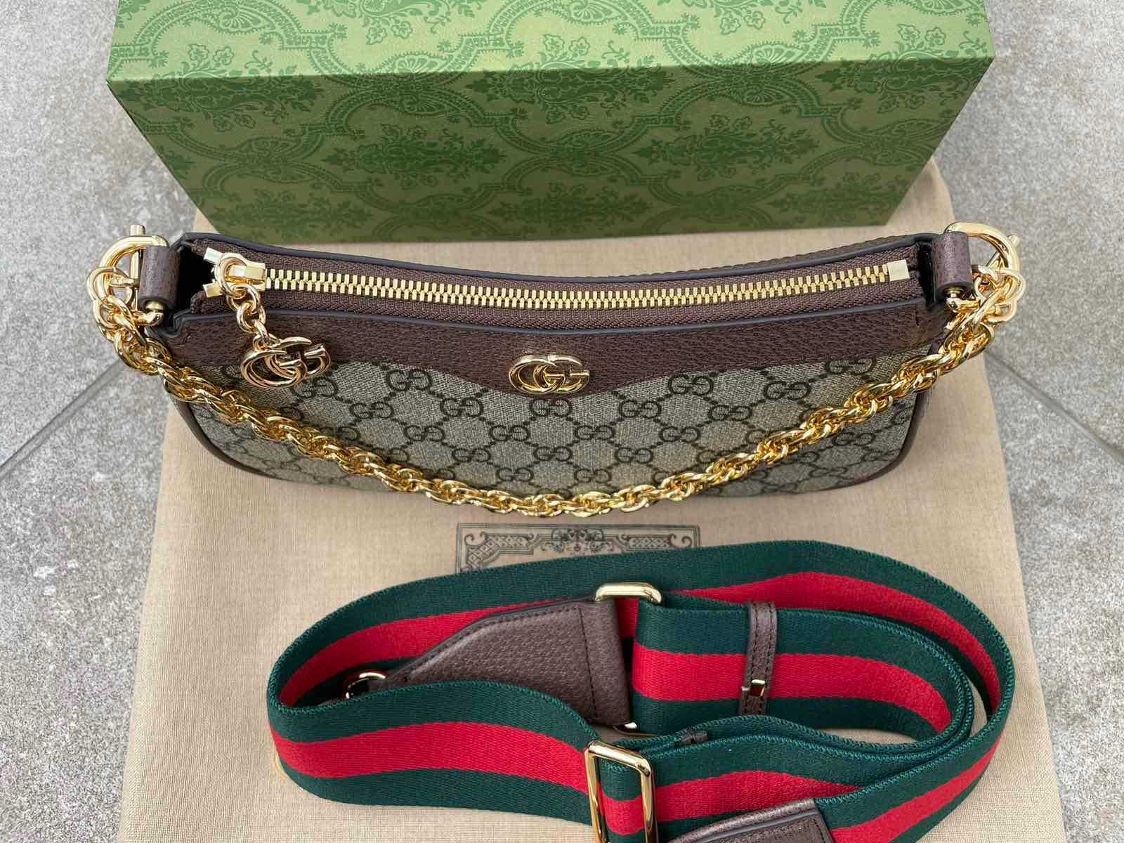 Geantă Gucci Ophidia, Pânză Piele Geantă de mână Gucci Ophidia Bej