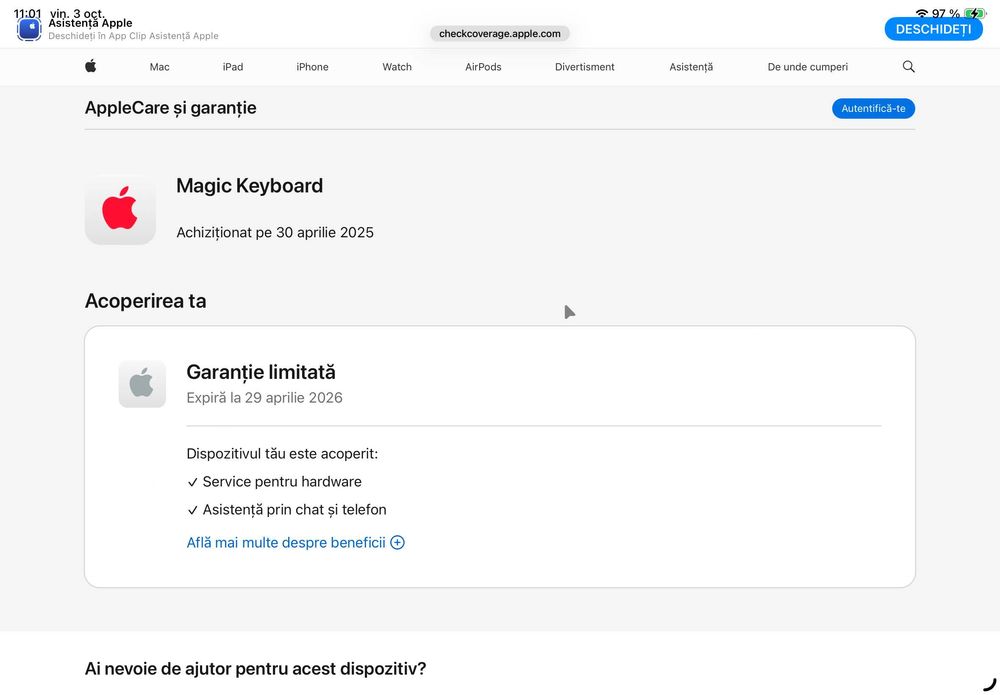 Magic Keyboard iPad Air 11 M2 M3, iPad Air gen 4 si gen 5