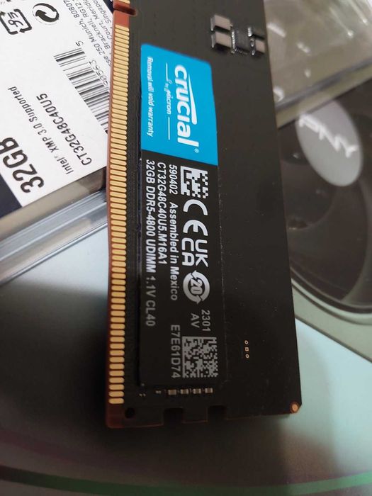 32GB DDR5 Crucial, 4800MT/s, CL40