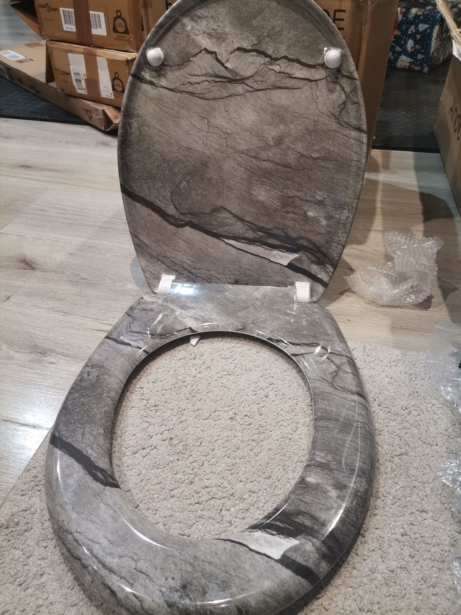Тоалетен капак, Duroplast GREYSTONE, Антибактериален, Бавно затваряне