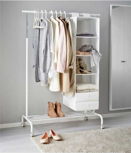 поставка за закачане на дрехи, бяло