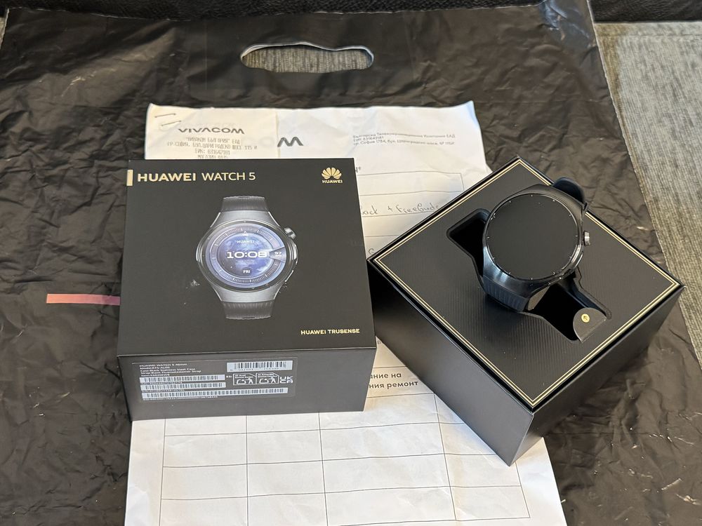 КАТО НОВ 46mm Huawei Watch 5 Гаранция Vivacom до 2027 г. Black