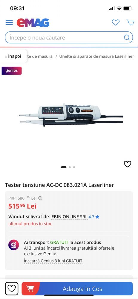 Tester de curent tensiune AC DC  Laserliner ActiveMaster,profesional.