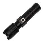 Lanterna supravietuire Gefahrenhelfer, metalica, LED, USB, zoom, negru