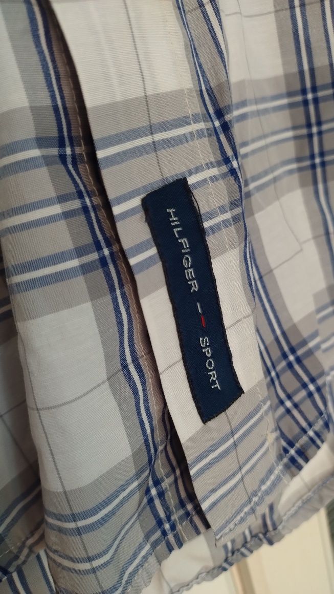 Мъжка риза Tommy Hilfiger, S/M, Къс ръкав, Зелена/Сива