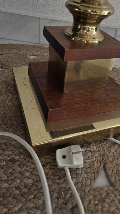 Lampa lemn metal si piele