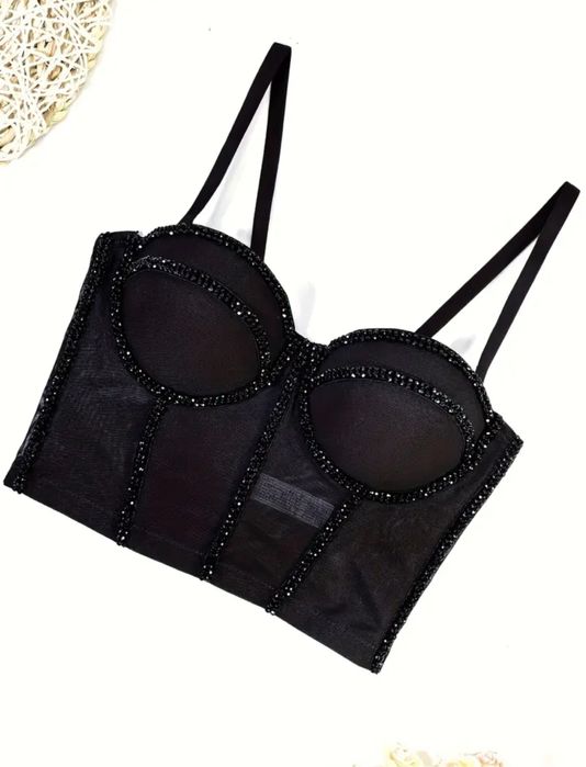 Черен блестящ корсет