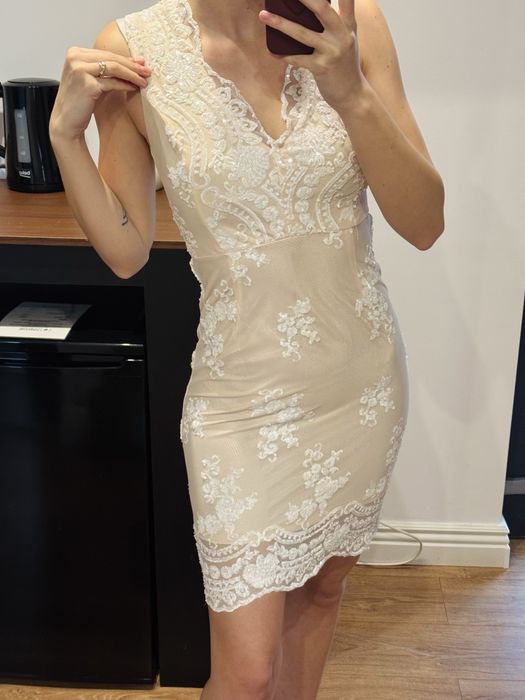 Rochie eleganta alba dantela marime S