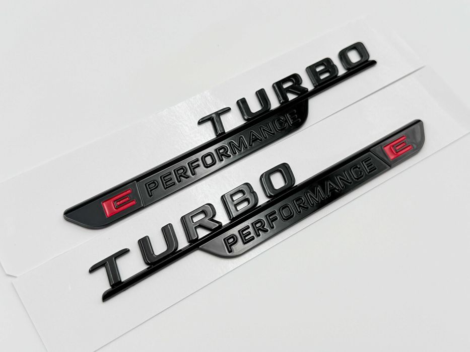 Set Embleme Compatibile Mercedes Turbo E performance Negru aripa