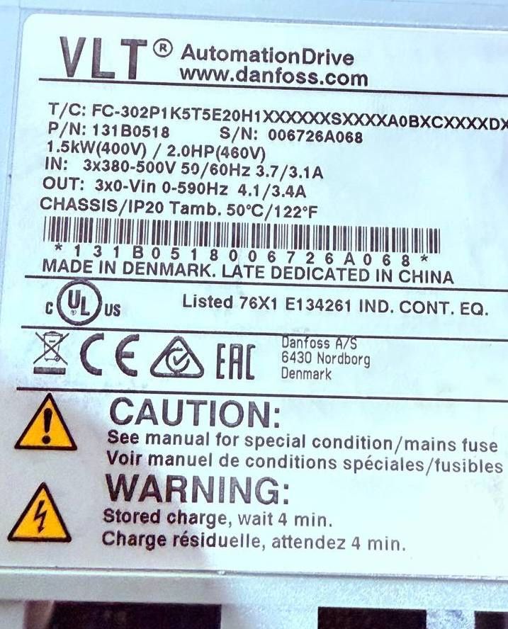 Danfoss FC 302 частоты