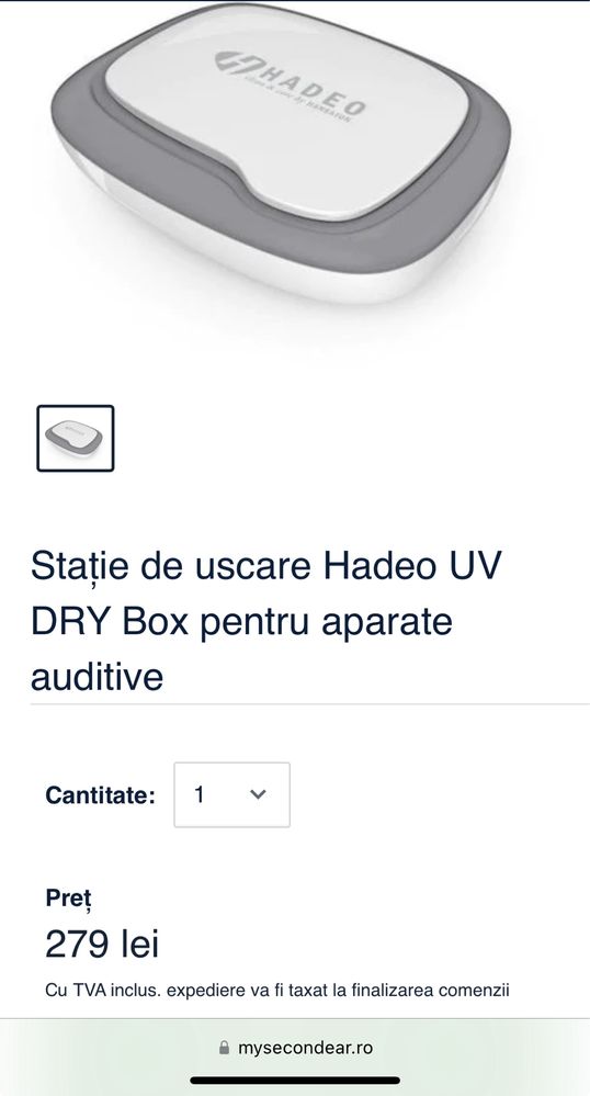 Nou OFERTA Stație de uscare Hadeo UV DRY Box pentru aparate auditive